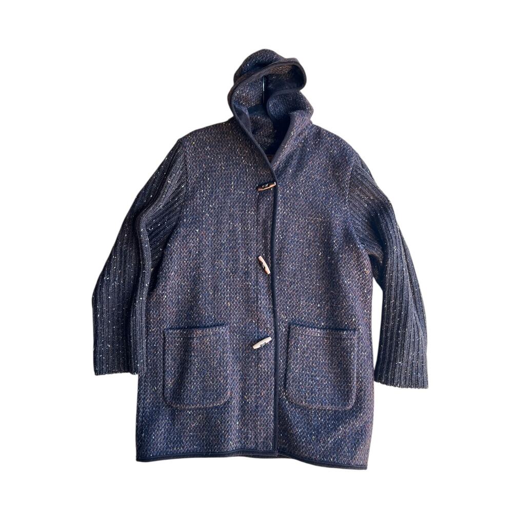 VTG Women’s XL Ireland Chunky Knit Brown Cardigan Sweater 100% Wool Fisherman